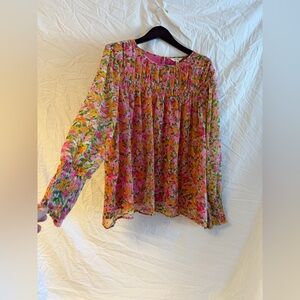 Terra & Sky Vibrant Pink Floral Blouse